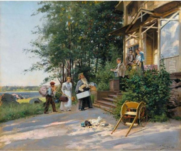 Arrival At The Dacha Oil Painting by Vladimir Egorovic Makovsky