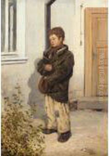 Portrait Of A Street Urchin Oil Painting by Vladimir Egorovic Makovsky