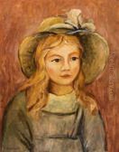 Portrait Of A Girl Oil Painting by Tadeusz Makowski