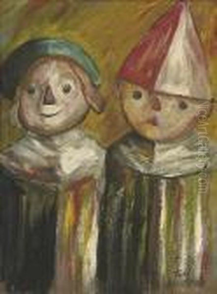 Clowns Oil Painting by Tadeusz Makowski