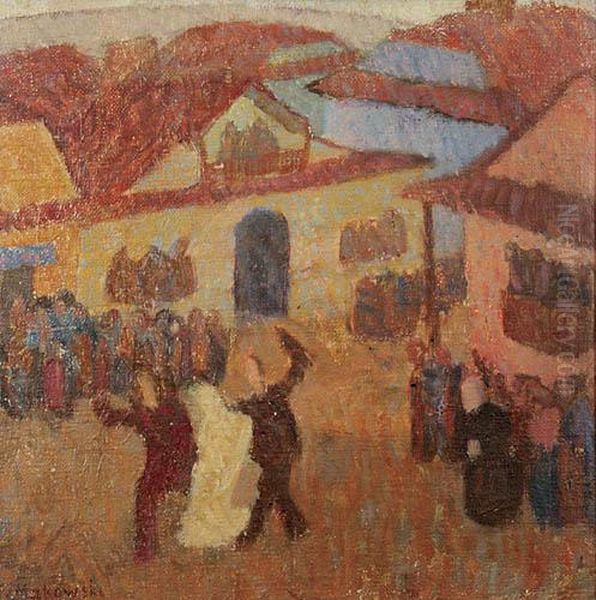 Wesele W Miasteczku Ok. 1908 Oil Painting by Tadeusz Makowski