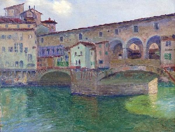 Ponte Vecchio We Florencji Oil Painting by Soter Jaxa Malachowski