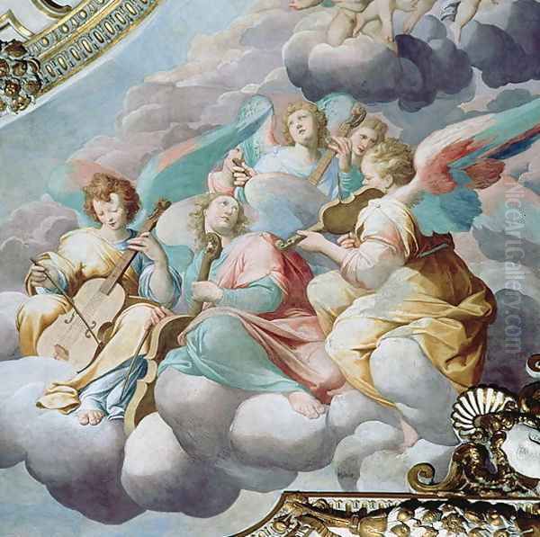 Detail of angel musicians from the vault of the choir Oil Painting by Camillo Procaccini