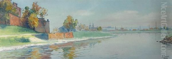 Widok Na Wawel I Wisle Oil Painting by Soter Jaxa Malachowski