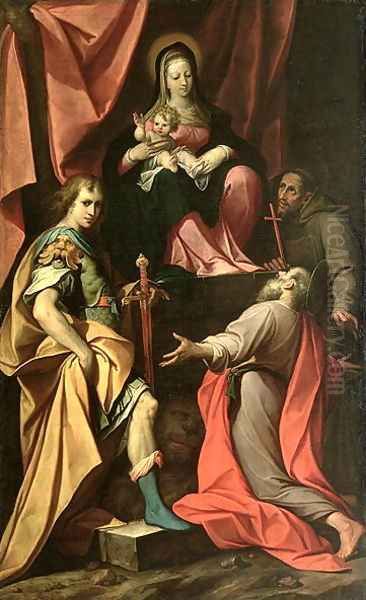 Madonna and Child with St. Vitalis, St. Jerome and St. Francis Oil Painting by Camillo Procaccini