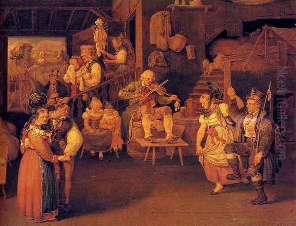 The Wedding Feast Oil Painting by Johannes Baptiste Pflug