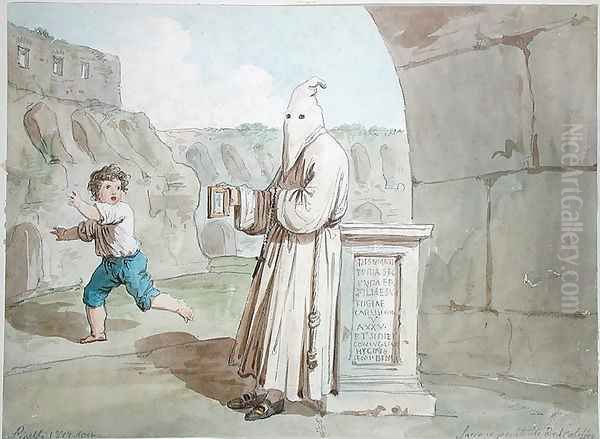 Hooded Penitent at the Coliseum Oil Painting by Bartolomeo Pinelli