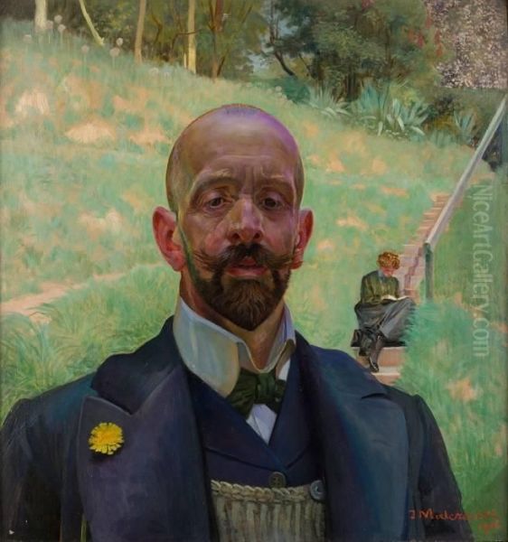 Autoportret Z Muza Oil Painting by Jacek Malczewski