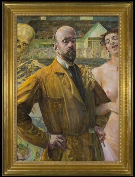 Self-portrait - Life And Death Oil Painting by Jacek Malczewski