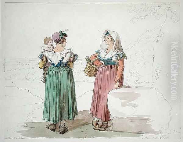 Peasants from Albano, 1820 by Bartolomeo Pinelli