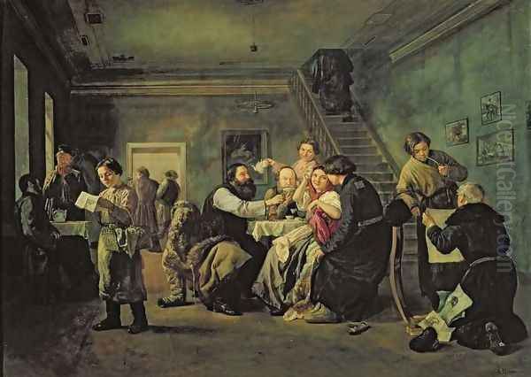 An Eating House, 1859 Oil Painting by Andrei Andreevich Popov