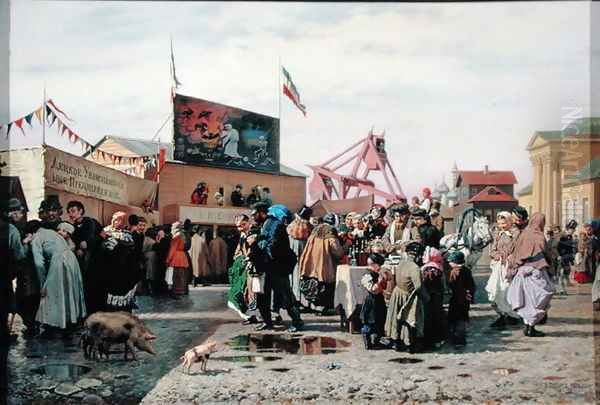 Stalls for Easter Week in Tula, 1868 Oil Painting by Andrei Andreevich Popov