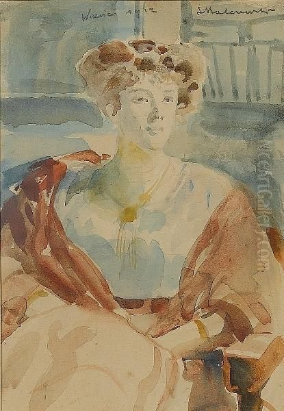 Portrait Of Marchese Guilia Asinari Di Bernezzo, Wife Of Witold Hausner Oil Painting by Jacek Malczewski