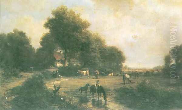 Watering the Horses Oil Painting by Rudolph Poeppel