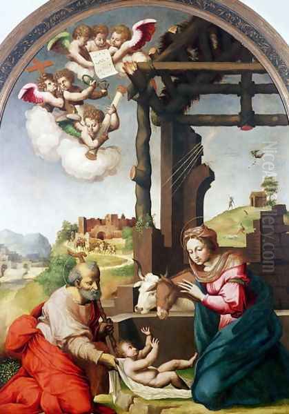 Adoration of the Holy Child Oil Painting by Biagio Pupini