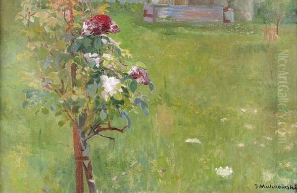 Gartenlandschaft Mit Bluhender Rose. Oil Painting by Jacek Malczewski