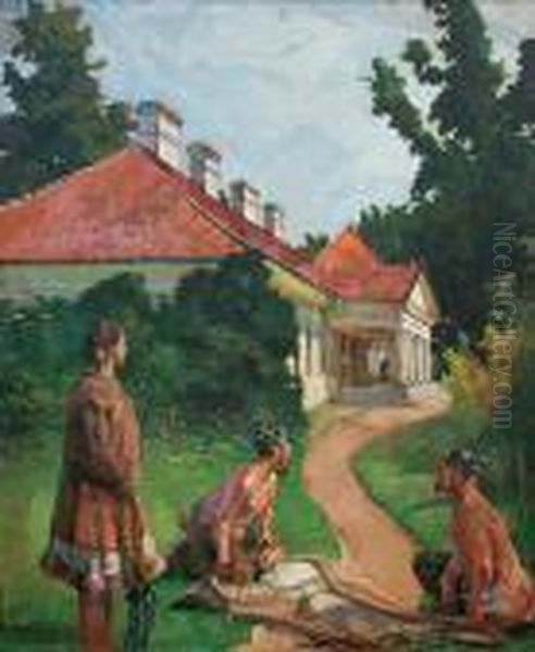 Dworek W Luslawicach Oil Painting by Jacek Malczewski