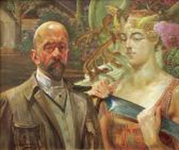 Autoportret Z Meduza Oil Painting by Jacek Malczewski