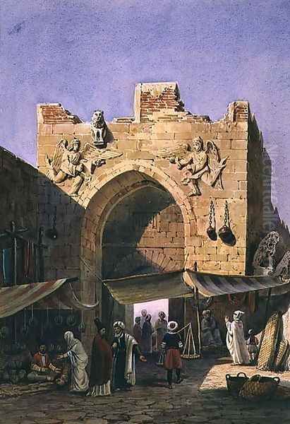 The Gate of Konya, Asia Minor Oil Painting by Charles Pierron