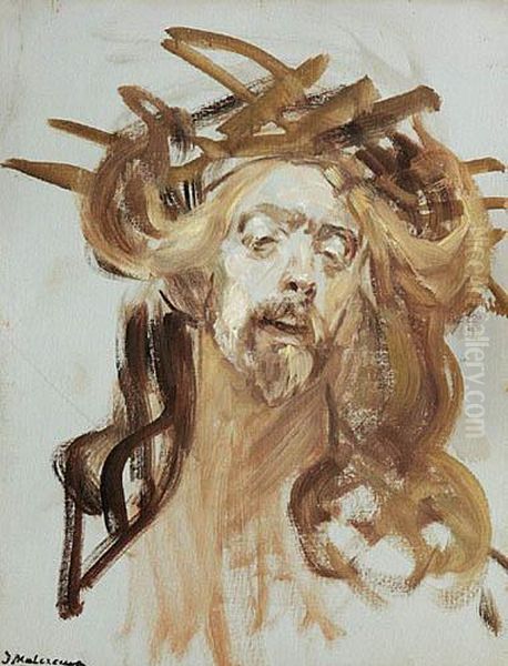 Chrystus W Koronie Cierniowej - Szkic Oil Painting by Jacek Malczewski