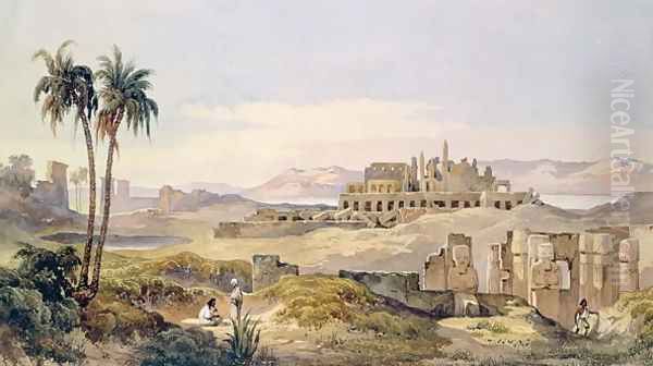 View of the Ruins of Karnak in Egypt Oil Painting by Charles Pierron