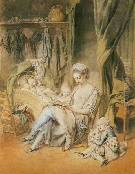 The Happy Mother c. 1775 Oil Painting by Johann Anton de Peters