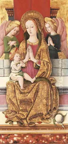 The Madonna and Child with two Angels Oil Painting by Alemanno Pietro