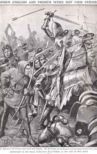 When the French and English Fought at Agincourt, illustration Newnes Pictorial Book of Knowledge, c.1920 Oil Painting by Walter Stanley Paget