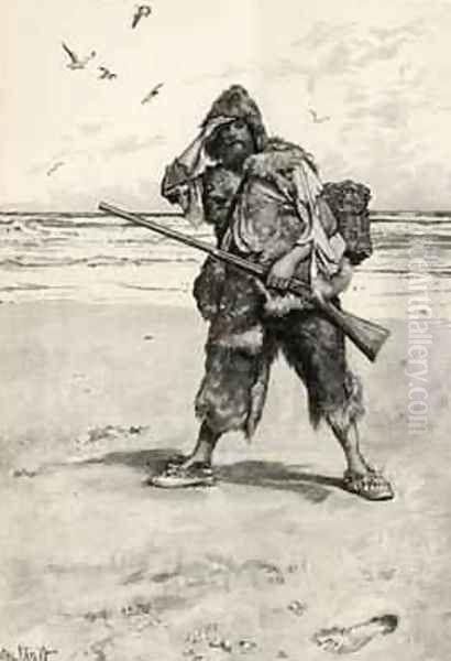 I Stood Like One Thunderstruck, illustration from Robinson Crusoe by Daniel Defoe 1660-1731 published by Cassell and Company, 1896 Oil Painting by Walter Stanley Paget