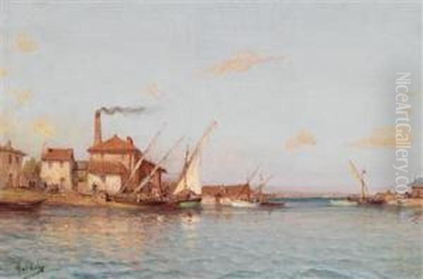 A Harbour In Thesouth Oil Painting by Charles Malfroy