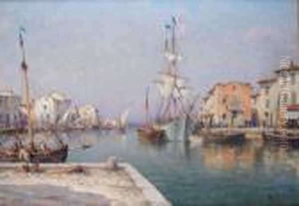 Brick Dans Le Port Des Martigues Oil Painting by Charles Malfroy