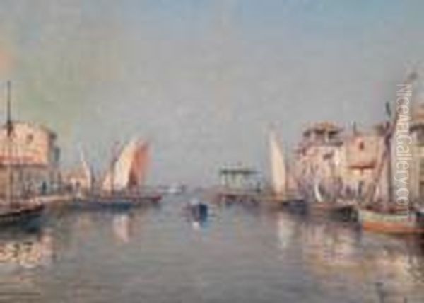 Schiffe Im Hafen Oil Painting by Charles Malfroy