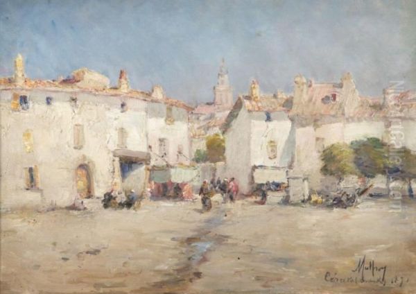 Place Animee A Cereste Dans Les Bouches-du-rhone Oil Painting by Charles Malfroy