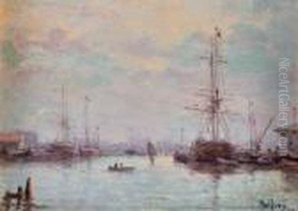 Voiliers Dans Le Port. Oil Painting by Charles Malfroy