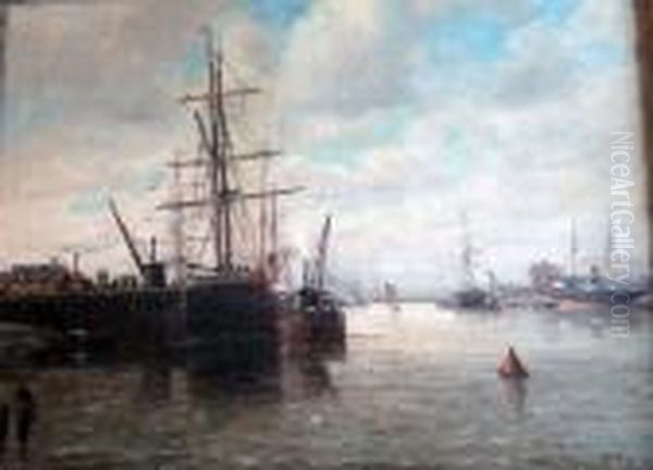 Le Port De Rouen Oil Painting by Charles Malfroy