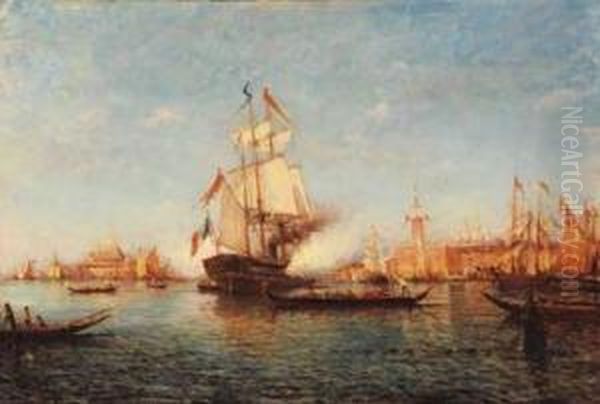 Le Coup De Canon A Venise Oil Painting by Charles Malfroy