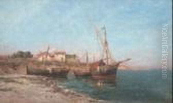 Barques Pres De La Cote Oil Painting by Charles Malfroy