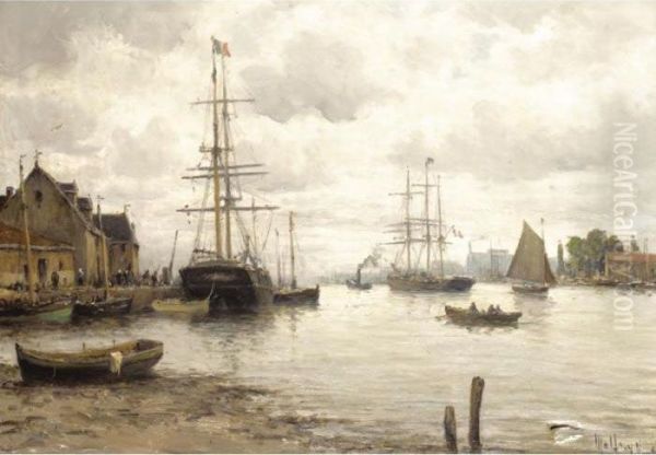 Harbour Scene Oil Painting by Charles Malfroy