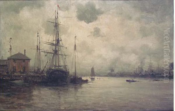 Le Port De Nantes Oil Painting by Charles Malfroy