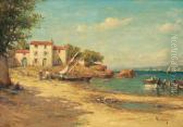 A Port In France Oil Painting by Charles Malfroy