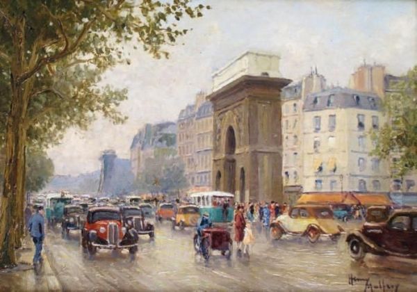 Paris, 
Les Grands Boulevards Oil Painting by Henri Malfroy