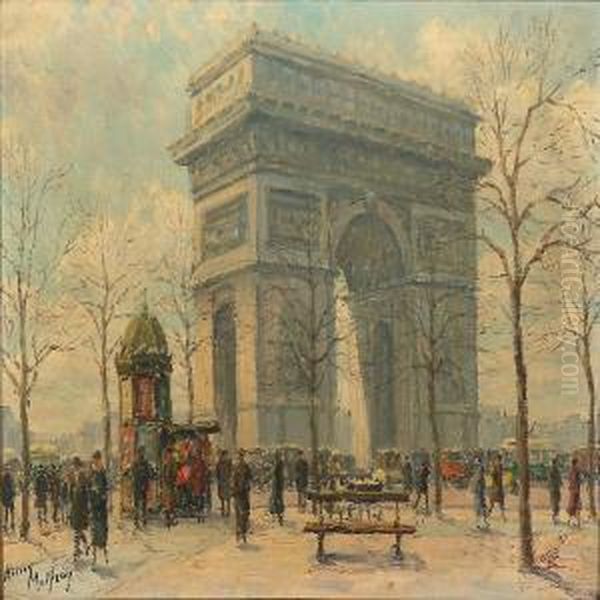 At The Arch Of Triumph In Paris by Henri Malfroy