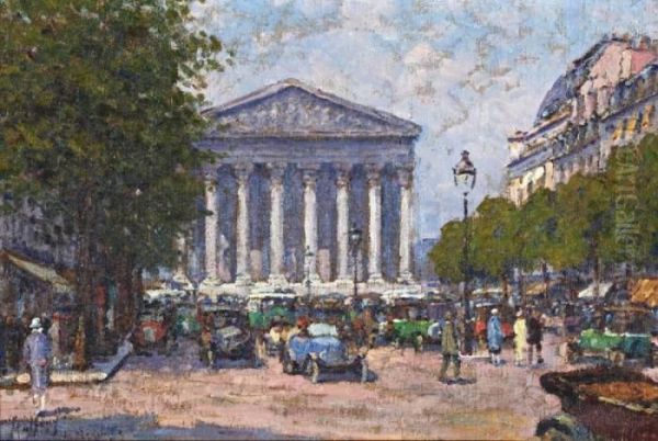 La Rue Royale Et La Madeleine Oil Painting by Henri Malfroy