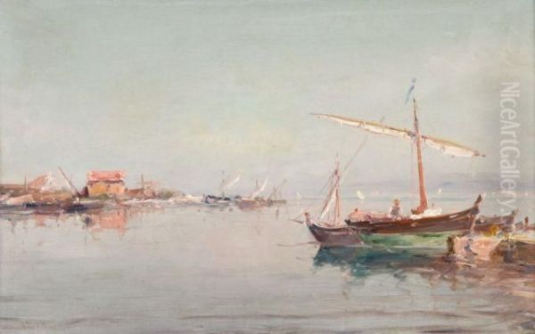 Barque Sur Un Rivage Oil Painting by Henri Malfroy