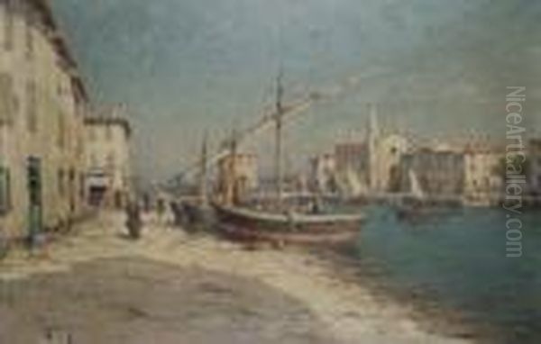 Vue Du Port Des Martigues Oil Painting by Henri Malfroy