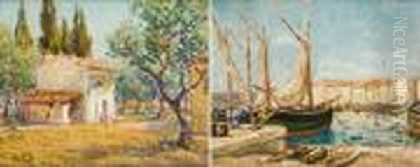 Port De Martigues Environs De La Ciotat Oil Painting by Henri Malfroy