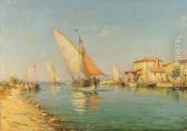 Port De Martigues Oil Painting by Henri Malfroy