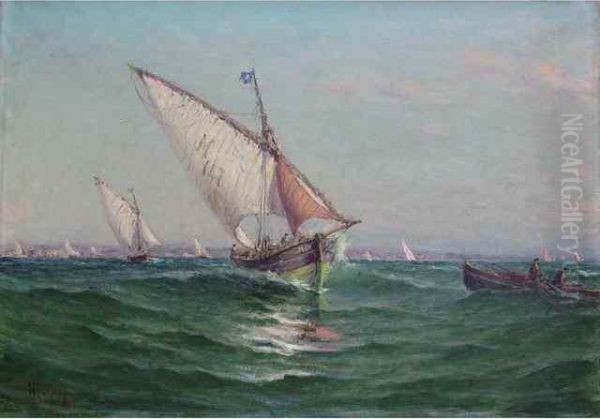 En Route Pour La Peche Oil Painting by Henri Malfroy