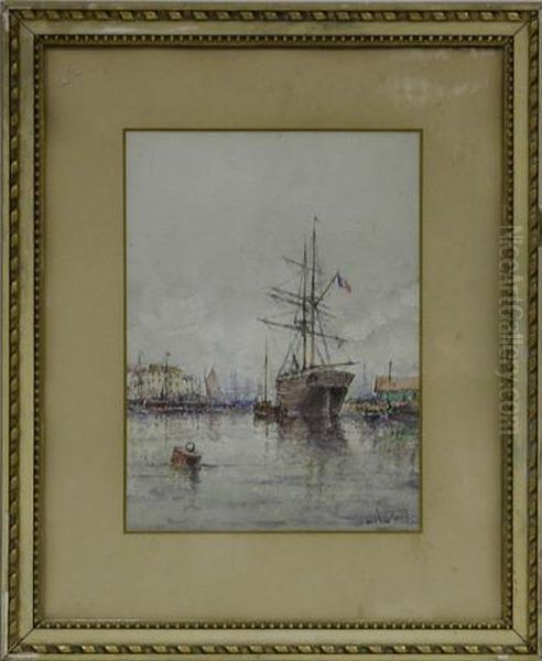 Voiliers Au Port Oil Painting by Henri Malfroy