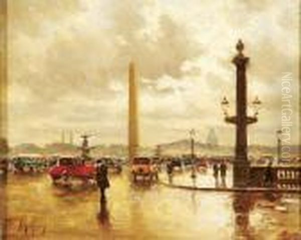 Place De La Concorde Oil Painting by Henri Malfroy